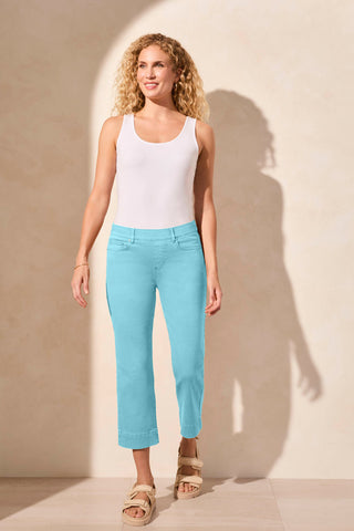 Pull-On Kick Flare Capri-Oasis