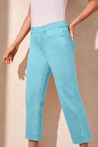 Pull-On Kick Flare Capri-Oasis