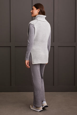 BOAT NECK SWEATER WITH BUTTON SLEEVE-H.charcoal