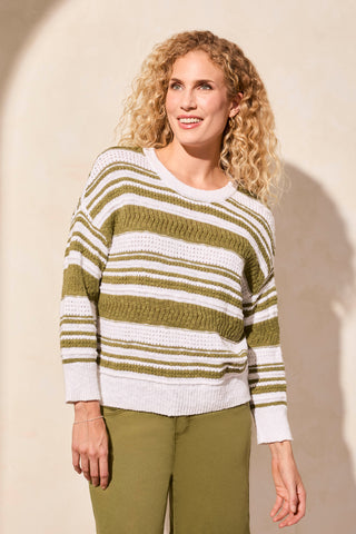 Stripe Scoop Neck Sweater-Loden