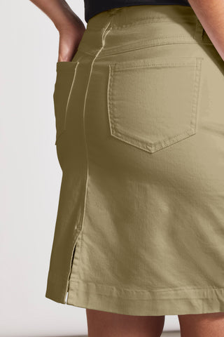 Pull-On Denim Skort With Pockets-Nudeolive