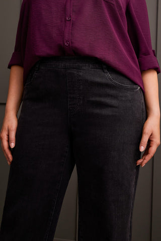 alt view 2 - AUDREY PULL-ON COMFORT STRETCH WIDE LEG JEANS-Dusty black