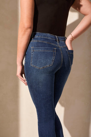 Audrey Pull-On Crop Straight Jeans With Front Crease-Stormyblue