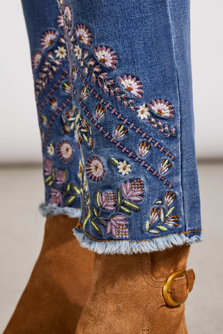 alt view 2 - AUDREY PULL-ON SLIM ANKLE JEANS WITH EMBROIDERY-Blue quartz