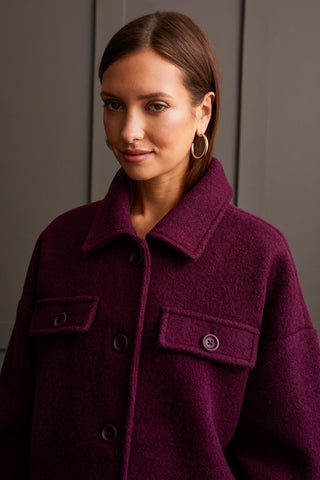 alt view 2 - BOILED WOOL JACKET WITH POCKETS-Dark plum