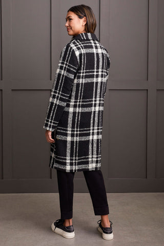 alt view 4 - BOUCLE PLAID DUSTER COAT-Black