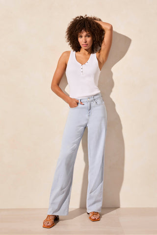 Brooke High Rise Wide Leg Jeans-Bluewhite