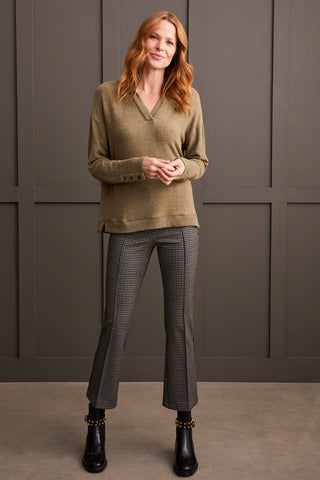 alt view 3 - BRUSHED KNIT COLLARED TOP WITH RIB COMBO-Aloe