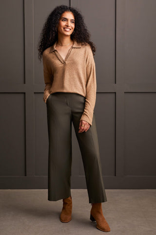 alt view 4 - BRUSHED KNIT COLLARED TOP WITH RIB COMBO-Tan