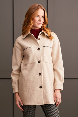 alt view 4 - BUTTON-UP COAT WITH BLANKET STITCHING-H.tan