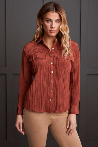 alt view 1 - BUTTON-UP SHIRT WITH COLLAR-Mahogany