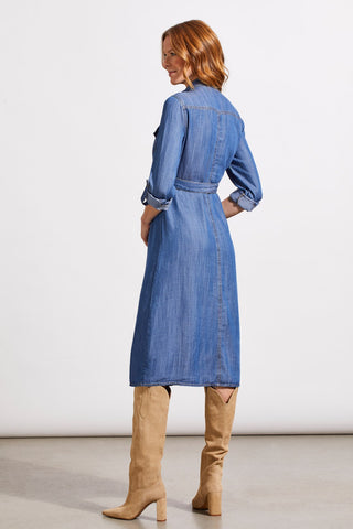 alt view 3 - BUTTON-UP TENCEL MIDI DRESS WITH ROLL-UP SLEEVES-Blue jay