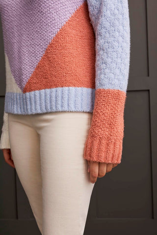 alt view 3 - CHENILLE COLORBLOCK SWEATER-Orchid