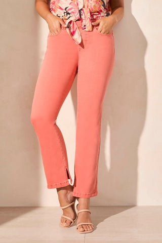 Comfort Stretch Pull-On Ankle Pant With Inseam Slit Detail-Coralsky