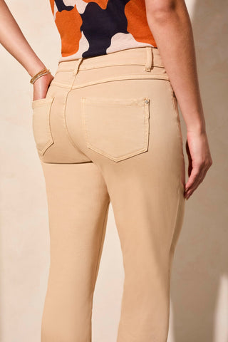 Comfort Stretch Pull-On Ankle Pant With Inseam Slit Detail-Safari