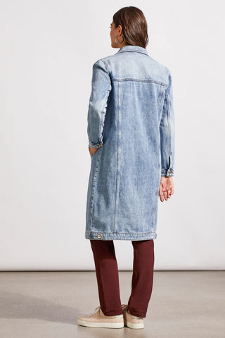 alt view 4 - COTTON DENIM DUSTER WITH POCKETS-Washedblue