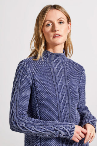 alt view 2 - COTTON FUNNEL NECK SWEATER WITH SPECIAL WASH-Dk. blue jay