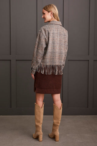 alt view 3 - CROPPED SHACKET WITH FRINGE HEM-Almond