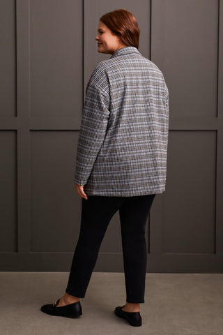 DOUBLE-BREASTED KNIT BLAZER-Periblue