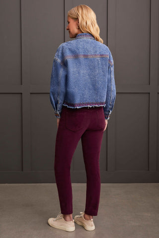 alt view 4 - EMBROIDERED CROPPED DENIM SHACKET-Strong blue