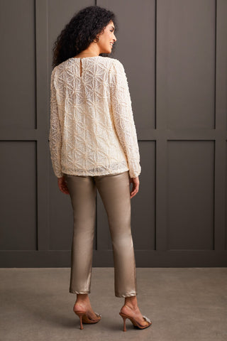 alt view 3 - FANCY LACE TOP WITH INTEGRATED CAMI-Moonstone