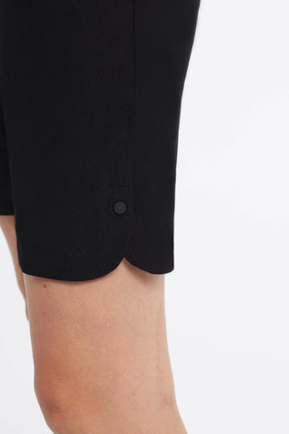 FLATTEN IT PULL-ON SNAP SLIT SHORTS-Black