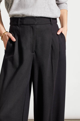 alt view 2 - FLOWY PALAZZO TROUSERS-Black