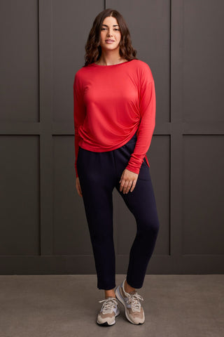 alt view 2 - FRENCH TERRY CREW NECK TOP WITH SIDE RUCHING-Grenadine