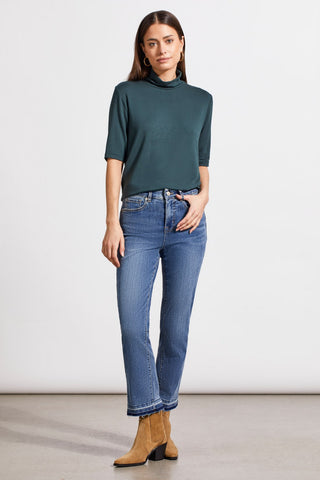 alt view 2 - FRENCH TERRY ELBOW SLEEVE TOP-Alpine green