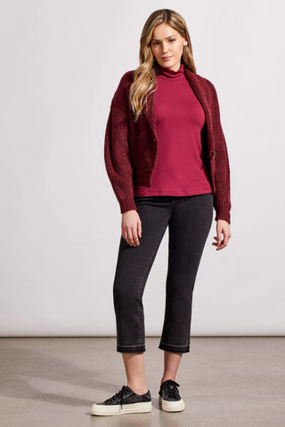 alt view 4 - FRENCH TERRY ELBOW SLEEVE TOP-Port wine