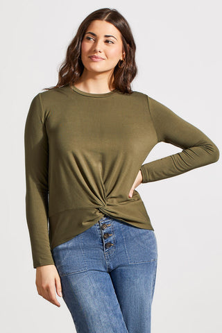 alt view 1 - FRENCH TERRY KNOT-FRONT TOP-Olive