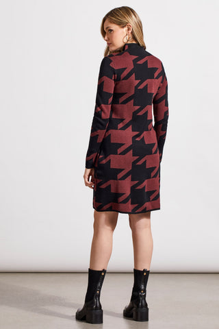 alt view 3 - FUNNEL NECK JACQUARD SWEATER DRESS-Rum