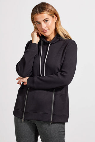 alt view 1 - FUNNEL NECK TOP WITH POCKETS-Black