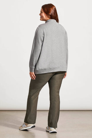 FUNNEL NECK TOP WITH POCKETS-Grey mix