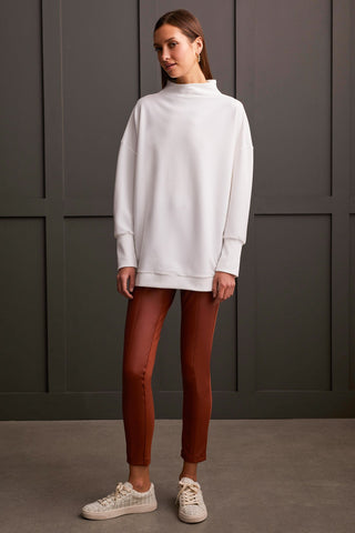 alt view 1 - FUNNEL NECK TUNIC-Eggshell