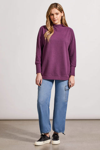 alt view 1 - FUNNEL NECK TUNIC-H dark plum