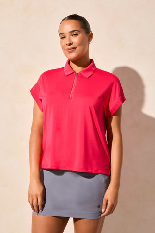 Light Scuba Dolman Polo Top-Beetroot