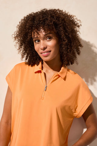 Light Scuba Dolman Polo Top-Melon