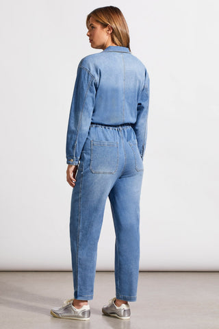 alt view 3 - LIGHTWEIGHT DENIM JUMPSUIT WITH POCKETS-Sky blue