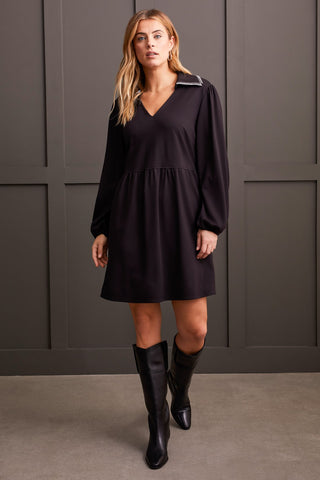 alt view 4 - LIGHTWEIGHT PONTE DRESS WITH POCKETS-Black