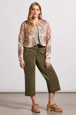 alt view 1 - LINED EMBROIDERED JACKET WITH CROPPED HEM-Ant.rose