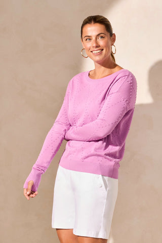 Long Sleeve Crew Neck Sweater With Thumb Holes-Bloom