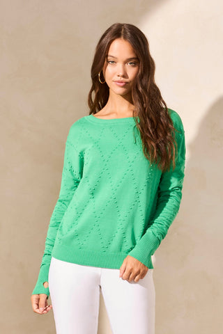 Long Sleeve Crew Neck Sweater With Thumb Holes-Jungle