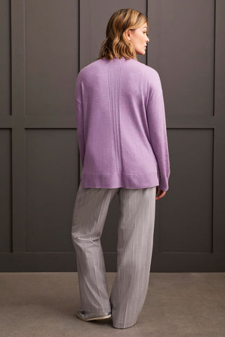 alt view 4 - LONG SLEEVE V-NECK SWEATER WITH CABLE KNIT DETAIL-Orchid