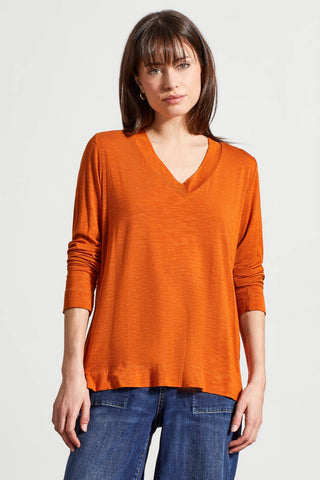 alt view 1 - LONG-SLEEVE V-NECK TOP WITH SIDE SLITS-Dkdesert