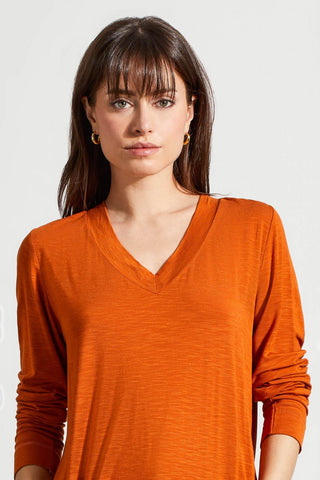 alt view 2 - LONG-SLEEVE V-NECK TOP WITH SIDE SLITS-Dkdesert