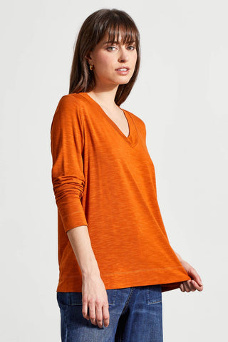 alt view 4 - LONG-SLEEVE V-NECK TOP WITH SIDE SLITS-Dkdesert