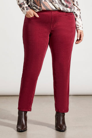 alt view 2 - MICRO CORD AUDREY PULL-ON SLIM ANKLE PANTS-Raisin