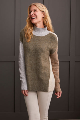 alt view 1 - MOCK NECK COLORBLOCK SWEATER-H.aloe