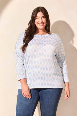 Patterned Two-Way Dolman Top-Sailboat